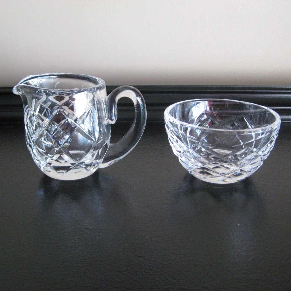 Vintage Waterford Crystal Small Creamer & Open Sugar Bowl